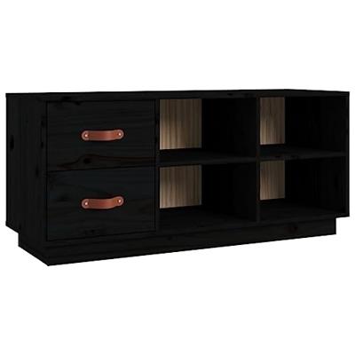 VidaXL Schoenenbank 100x34x45 cm massief grenenhout zwart VidaXL Schoenenbank 100x34x45 cm massief grenenhout zwart