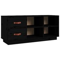 VidaXL Schoenenbank 100x34x45 cm massief grenenhout zwart - thumbnail