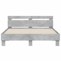 Bedframe met hoofdeinde bewerkt hout betongrijs 150x200 cm - thumbnail