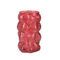 Vaas glas H23cm rood aardbei - thumbnail