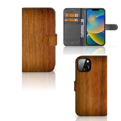 Apple iPhone 14 | Book Style Case | Donker Hout Apple iPhone 14 | Book Style Case | Donker Hout