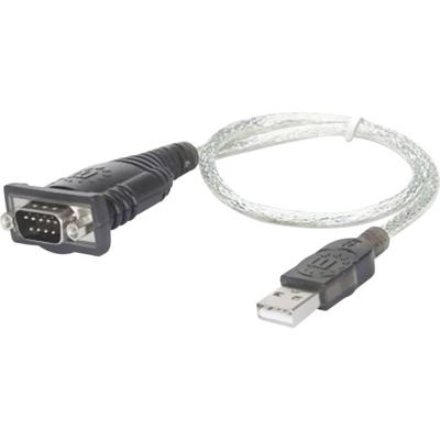 Manhattan USB, Serieel Adapterkabel [1x USB 1.1 stekker A - 1x D-sub stekker 9-polig] 151856 45.00 cm Vergulde steekcontacten