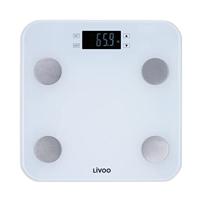 LIVOO DOM427W - Weegschaal voor het lichaam - 13 gebruikersgeheugens - 180 kg - Lcd-display van gehard glas - Wit - thumbnail