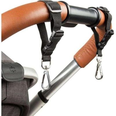 Set van 2 luiertasclips voor kinderwagens - TINEO - Karabijnhaken - Zwart