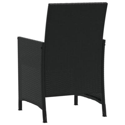 3-delige Bistroset met kussens poly rattan zwart - thumbnail