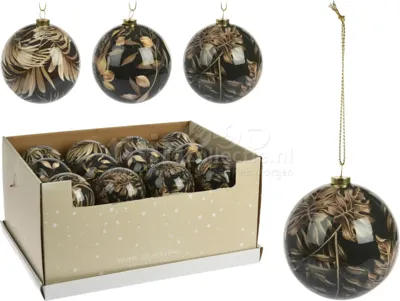 Kerstbal Plastic Blad Ø8cm Bruin Assorti 1st