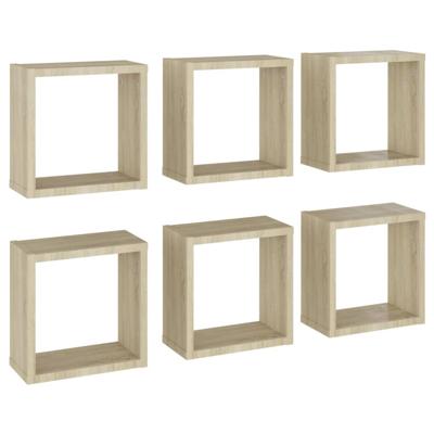 VidaXL Wandschappen kubus 6 st 30x15x30 cm sonoma eikenkleurig