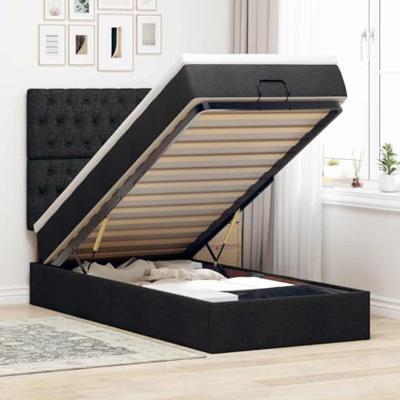 Ottoman bed met matras 90x190cm stof zwart