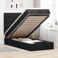 Ottoman bed met matras 90x190cm stof zwart - thumbnail