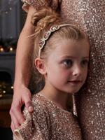 Haarband met hartjes van pailletten voor meisjes goud - thumbnail