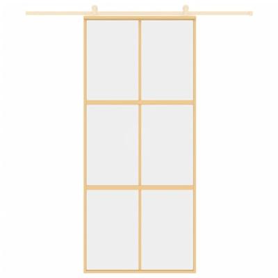 Schuifdeur 90x205 cm helder ESG-glas en aluminium goudkleurig