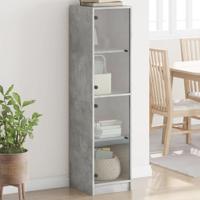 Hoge kast met glazen deuren 35x37x142 cm betongrijs - thumbnail
