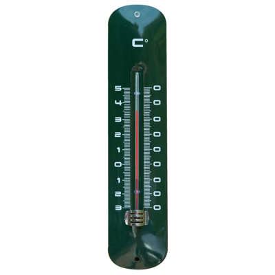 Muurthermometer metaal groen h30cm