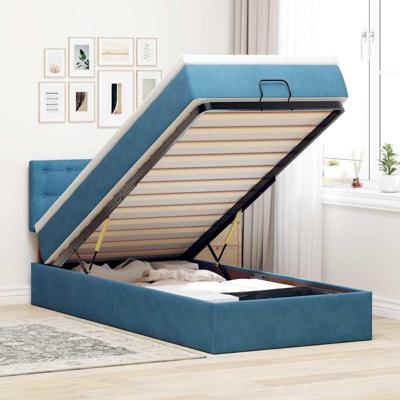 Ottoman bed met matras 100x200 cm fluweel donkerblauw