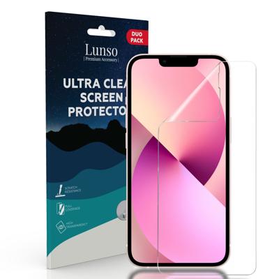 Lunso - Duo Pack (2 stuks) Beschermfolie - Full Cover Screen Protector - iPhone 13 / iPhone 13 Pro