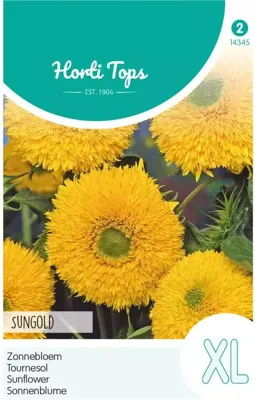 Zaden Helianthus Zonnebloem Sungold dubbelbloemig hoog Hortitops - Hortitops