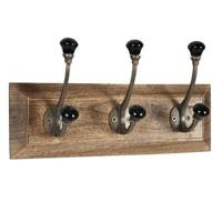 Clayre & Eef Wandkapstok 30x8x10 cm Zwart Hout Ijzer Rechthoek - thumbnail