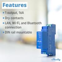 Shelly Shelly Pro 1 DIN-railrelais Bluetooth, WiFi Shelly - thumbnail