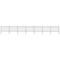 Tuinhek met speren bovenkant 11,9x1,2 m staal zwart - thumbnail