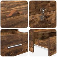 Opbergbedframe met lade Gerookt eiken 140 x 190 cm Bewerkt hout - thumbnail