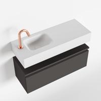 MONDIAZ ANDOR 80cm toiletmeubel dark grey. LEX 80cm wastafel talc links 1 kraangat - thumbnail