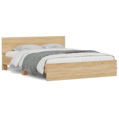 Bedframe met hoofdeinde en LED sonoma eikenkleurig 150x200 cm