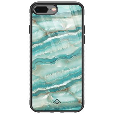 iPhone 8 Plus/7 Plus glazen hardcase - Marmer azuurblauw iPhone 8 Plus/7 Plus glazen hardcase - Marmer azuurblauw