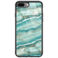 iPhone 8 Plus/7 Plus glazen hardcase - Marmer azuurblauw - thumbnail