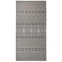VidaXL Buitenkleed met patroon platgeweven 100x200 cm zwart - thumbnail