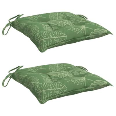 Stoelkussens 2 st bladpatroon 40x40x7 cm stof