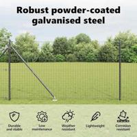 VidaXL Afrasteringspaal 7 pcs grijs staal - thumbnail