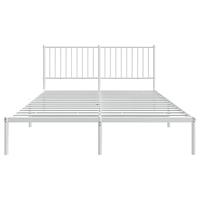 Bedframe met hoofdbord metaal wit 160x200 cm - thumbnail