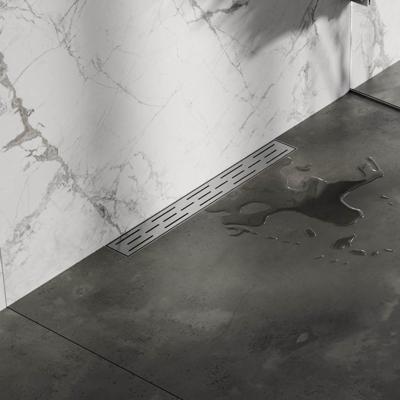 Douchegoot Brauer WallDrain RVS Geborsteld Muur Montage 50x7 cm Inclusief Sifon Kunststof Standaard Rooster
