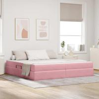 Opbergbed met matras met matras Roze 200 x 200 cm Fluweel - thumbnail