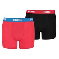 Puma Basic Boxershort 4-Pack KIDS Rood/Zwart - Maat 152 - Kleur: RoodZwart | Soccerfanshop - thumbnail