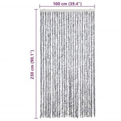 VidaXL Vliegengordijn 100x230 cm chenille wit en grijs