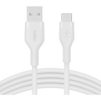 Belkin BoostCharge Flex siliconen USB Type C/A-kabel, USB-IF-gecertificeerde USB-C-laadkabel voor iPhone 16, iPhone 15 Plus/Pro/Pro Max, Samsung Galaxy S24, Pixel, iPad, Nintendo Switch, 2 m, wit - thumbnail