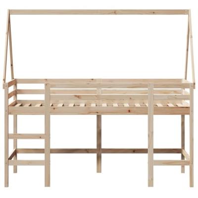 Halfhoogslaper met ladder en bedhuis grenenhout 80x200 cm Halfhoogslaper met ladder en bedhuis grenenhout 80x200 cm
