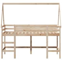 Halfhoogslaper met ladder en bedhuis grenenhout 80x200 cm - thumbnail