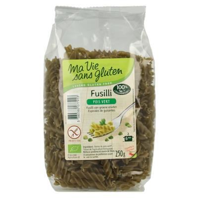 Ma Vie Sans Fusilli van groene erwten glutenvrij bio 250 Gram Ma Vie Sans Fusilli van groene erwten glutenvrij bio 250 Gram