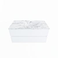 MONDIAZ VICA-DLUX 100cm badmeubel onderkast Talc 2 lades. Inbouw wastafel CLOUD rechts 1 kraangat, kleur Glace. - thumbnail