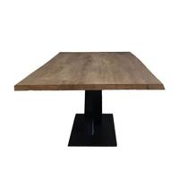 Old Inn - Boomstamtafel Eiken Bruin 220x100cm met V Poot - thumbnail