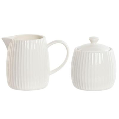 Melk- en Suikerpot Home ESPRIT Wit Porselein 250 ml 12 x 7,6 x 9 cm 2 Onderdelen