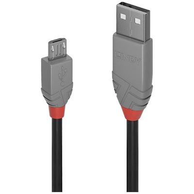 LINDY 36732 USB-kabel USB 2.0 USB-A stekker, USB-micro-B stekker 1.00 m Zwart, Grijs