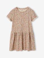 Meisjesjurk met print beige, bedrukt - thumbnail