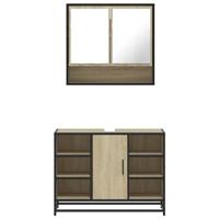 2-delige Badkamermeubelset bewerkt hout sonoma eikenkleurig - thumbnail