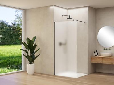 Inloopdouche Van Rijn Products ST01 100x200 cm 8 mm Satijnglas Incl. Beslag met Muurprofiel en Stabilisatiestang Geborsteld Gunmetal