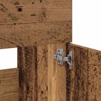 Badkamerkast met spiegel bewerkt hout oud houtkleurig - thumbnail