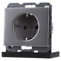 Berker K5 wandcontactdoos met randaarde 1-voudig edelstaal - thumbnail