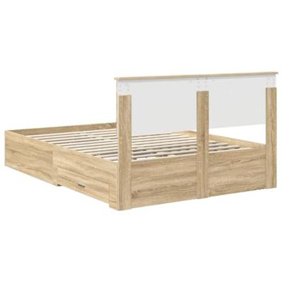 Bedframe met hoofdeinde Sonoma Eiken 135 x 190 cm Bewerkt hout